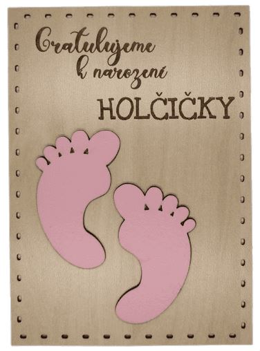 Dřevěné přání narození holčičky