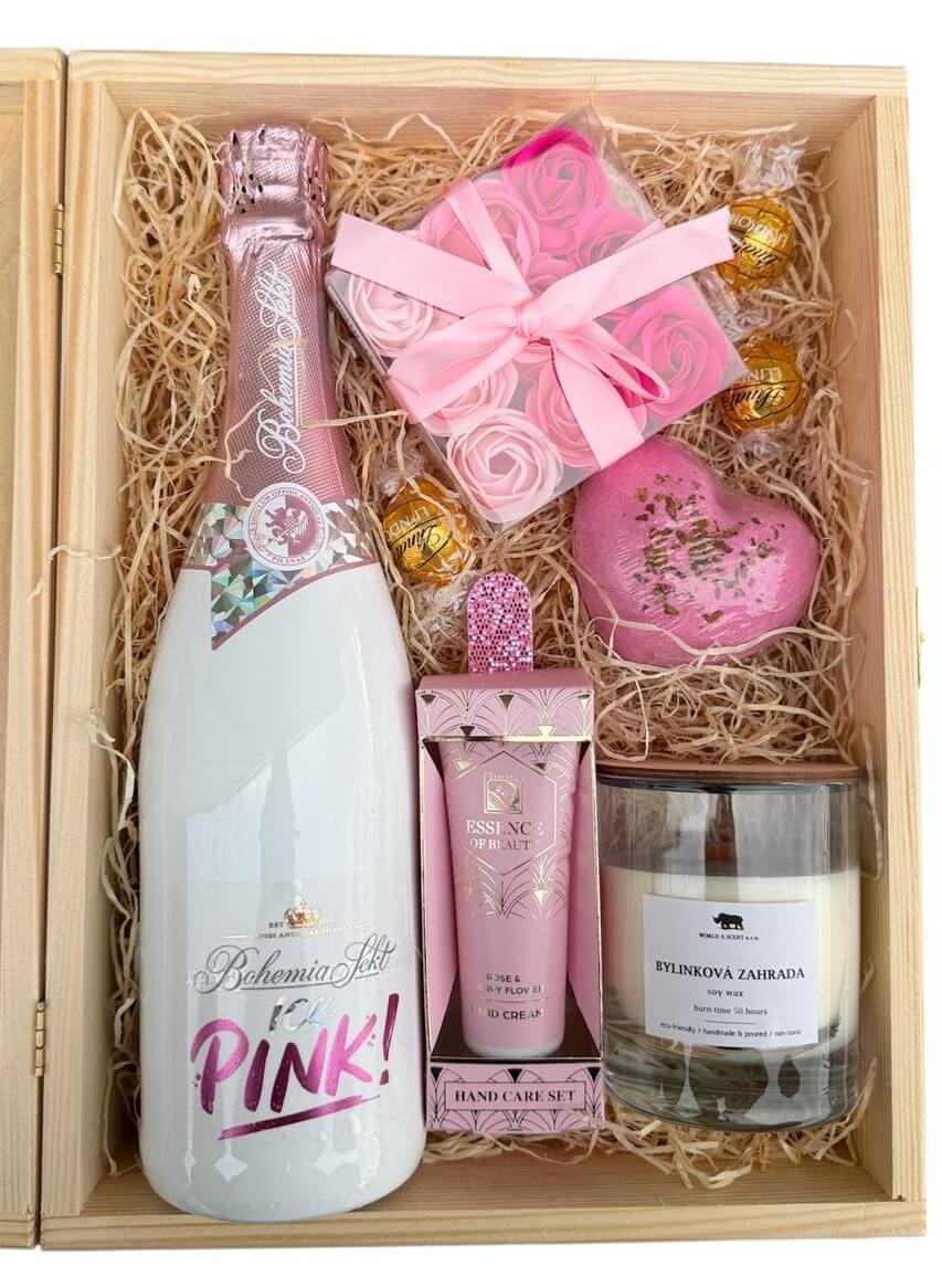 Dřevěný dárkový box Romantický wellness s vůní bylinek a růží