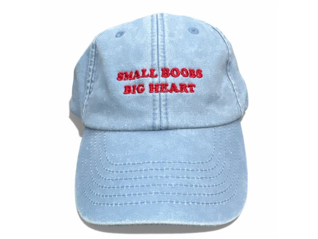 DARK CAP - kšiltovka SMALL BOOBS BIG HEART / světle modrá washed