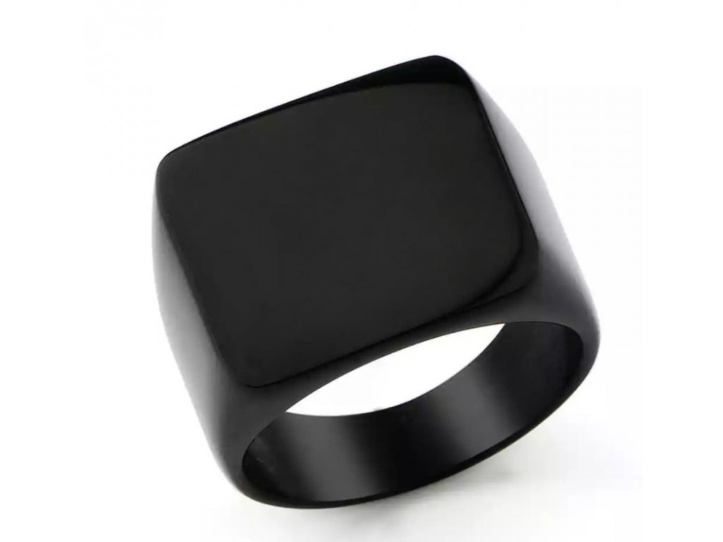 Černý ocelový prsten - čtvercový / ALL BLACK