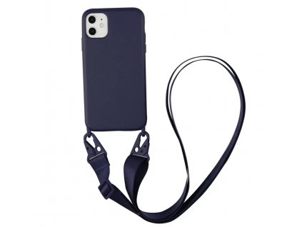 IPHONE Crossbody kryt / závěs na telefon s popruhem - temně MODRÝ kryt / NAVY BLUE