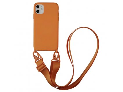 IPHONE Crossbody kryt / závěs na telefon s popruhem - oranžový kryt / oranžový popruh