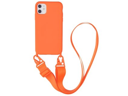 IPHONE Crossbody kryt / závěs na telefon s popruhem - oranžový kryt / oranžový popruh