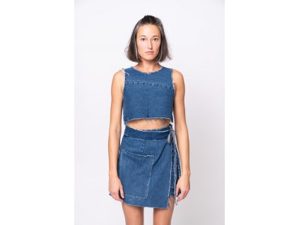 CROP TOP blue denim RAW CUT blue denim3