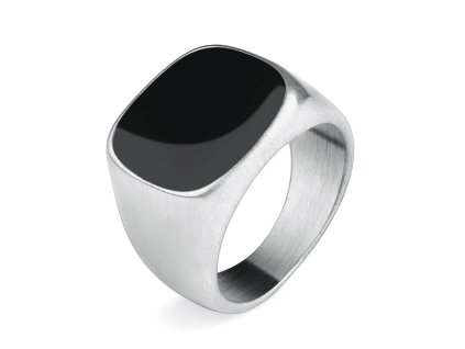 Prsten z matné nerezové oceli s černou plochou - BLACK SPOT MAT