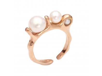 NOIR ŠPERKY pozlacený prsten tři perly - rose gold