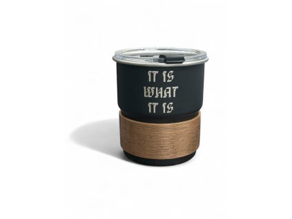Ironic Candles x DARK - kovový termo hrnek s víčkem / IT IS WHAT IT IS