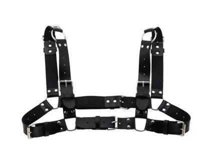 Unisex harness / široký postroj na hrudník a ramena / černo-stříbrný II.