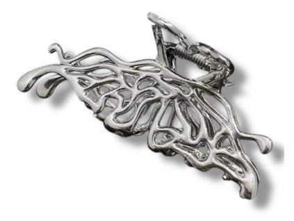 Kovový skřipec / spona do vlasů -  BUTTERFLY WING SILVER / stříbrný