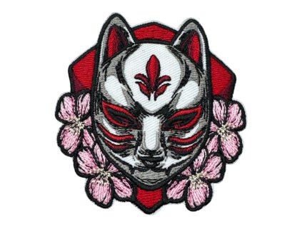 VYŠÍVANÁ NÁŠIVKA - nažehlovací obrázek / KITSUNE maska