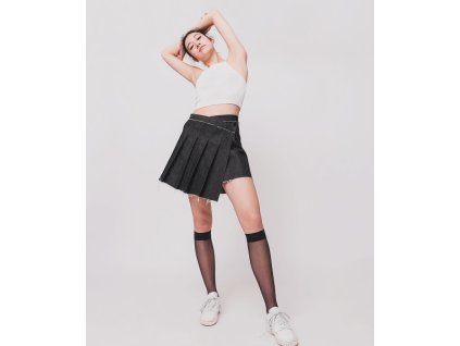 REVIVE RYU SKIRT DENIM - černá sukně denimová