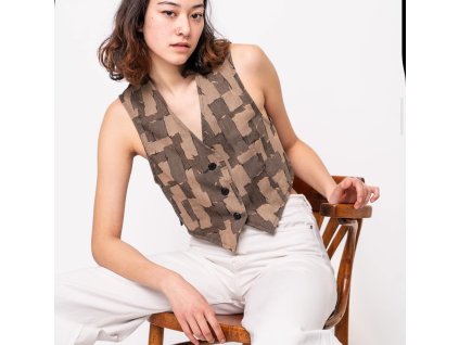 REVIVE LUCILE vestička na knoflíky - hnědá DIVE
