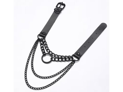 CHOKER / náhrdelník - černý s dlouhými řetízky / ALL BLACK