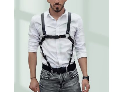 Pánský harness / postroj s kšandami a karabinami do kalhot