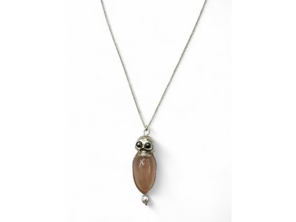 NOIR ŠPERKY stříbrný náhrdelník LEBKA s velkým růženínem Ag 925/1000