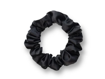 MURU Saténová scrunchie úzká - černá