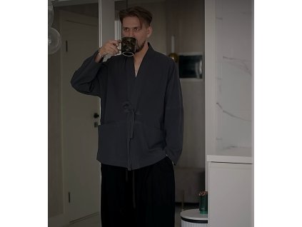 A_SSIMETRIA unisex kimono šedé bavlna