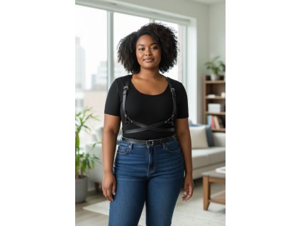 Harness - koženkový pás / pásek do pasu / traky + kšandy / popruhy