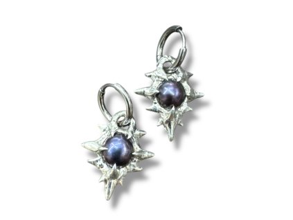 SUBB Jewelry náušnice TONE s tmavými perlami - double