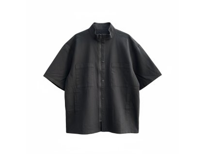 A_SSIMETRIA černá košile na zip s krátkým rukávem