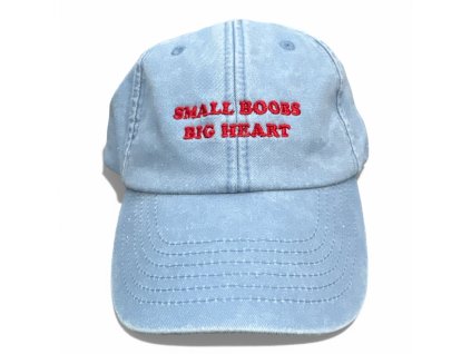 DARK CAP - kšiltovka SMALL BOOBS BIG HEART / světle modrá washed
