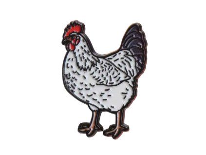 Pin / Brož Odznáček - slepice - WHITE CHICKEN