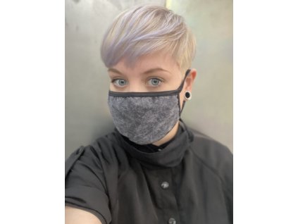NTRXZ unisex maska na obličej / rouška bavlněná šedá žíhaná
