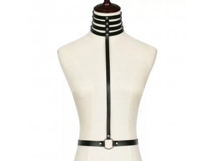 CHOKER / bodypiece harness černý koženkový II.