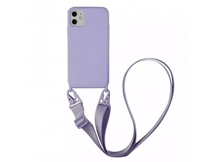 IPHONE Crossbody kryt / závěs na telefon s popruhem - světle fialový kryt / fialový popruh