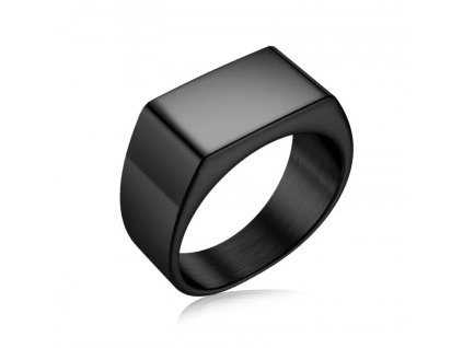 Černý ocelový prsten - obdélníkový / ALL BLACK