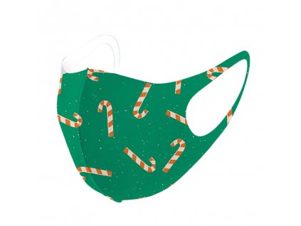 Uinisex vánoční elastická rouška / Maska - Candy Cane Green