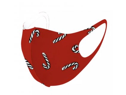 Unisex vánoční elastická rouška / maska na obličej - CANDY CANE RED