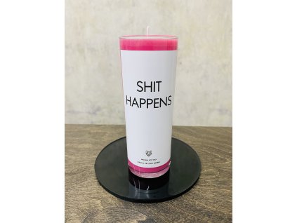 Things by E. - IRONIC CANDLES - střední sójová svíčka - SHIT HAPPENS / vanilka