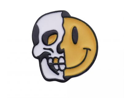 Pin / Brož Odznáček -  SMILEY HALF SKULL