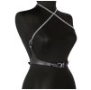Bodypiece koženkový harness / popruh / pásek s řetízky ke krku