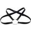 Harness - koženkové popruhy / body strap / bondage - BLACK WITH CIRCLE