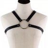 Harness - koženkové popruhy / body strap / bondage - BLACK WITH CIRCLE