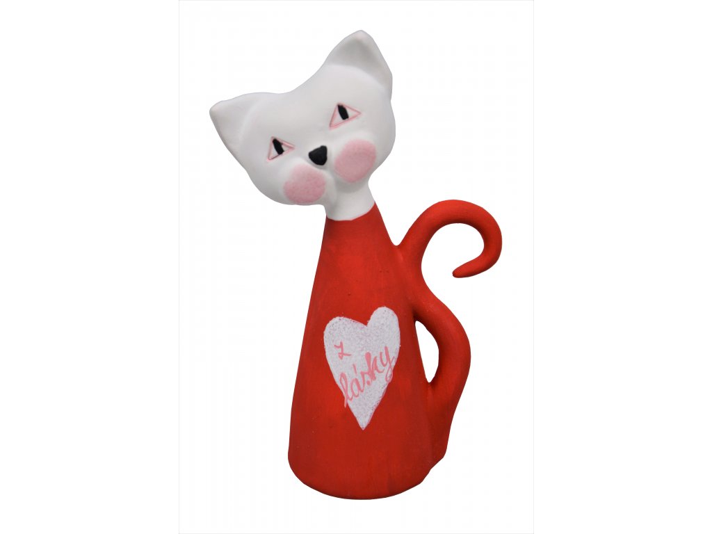 Keramická kočka - Červená
