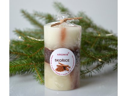 Svíčka Aromis válec hnedá - Skořice