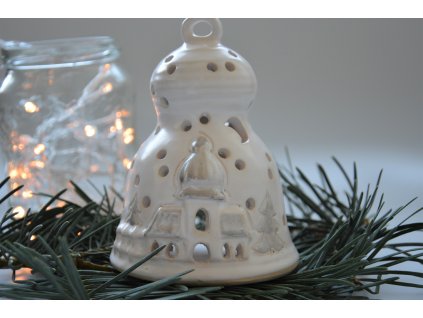 Vánoční keramický svícen - zvonek