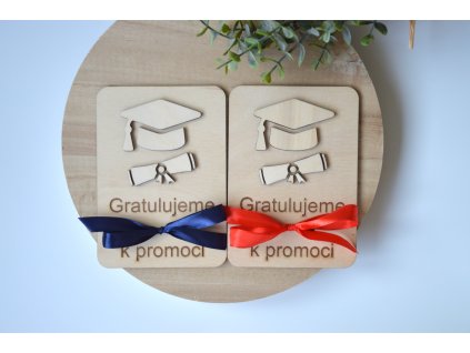 Dřevěné přání k promoci - Gratulujeme k promoci