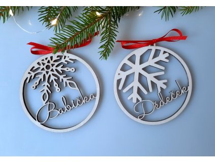 Dřevěné ozdoby set 2 ks - Babička a dědeček