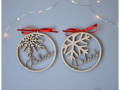 Dřevěné ozdoby set 2 ks - Babička a dědeček