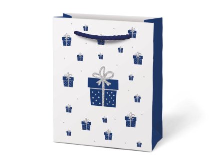 Vánoční dárková taška modrá - 13,7 x 11,1 cm