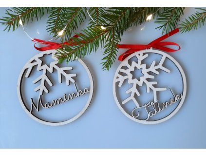 Dřevěné ozdoby set 2 ks - Maminka a tatínek
