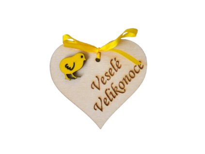 Dřevěné srdíčko - Veselé Velikonoce