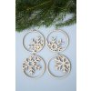 Set dřevěných ozdob s vločkou č.2 - 4 ks