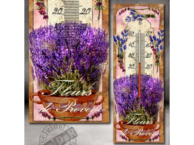 Retro pokojový teploměr motiv levandule