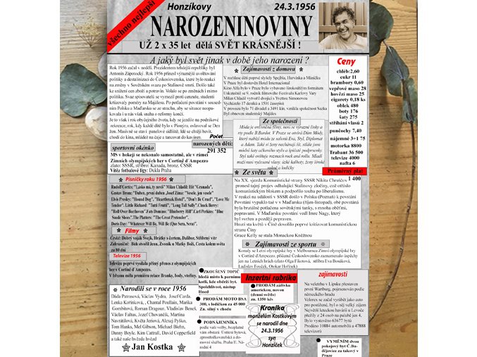 dárek k 70. narozeninám