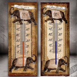 Retro pokojový teploměr s motivem slona